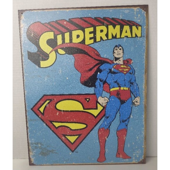 12.5" x 16" Superman Retro Tin Sign - Nostalgic Vintage Metal Wall Decor - Picture 1 of 8